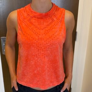 SAGE Collective Sleeveless Orange Tie Die Top with micro slit design in front of